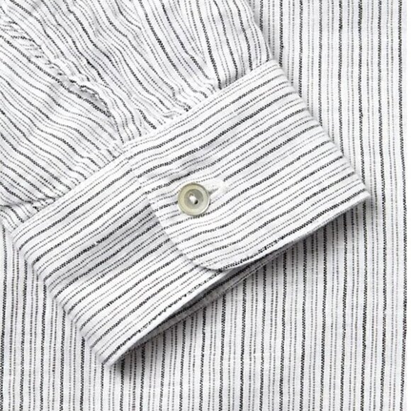 🎁 Eileen Fisher Mini Striped Organic Linen Shirt - Picture 2 of 7